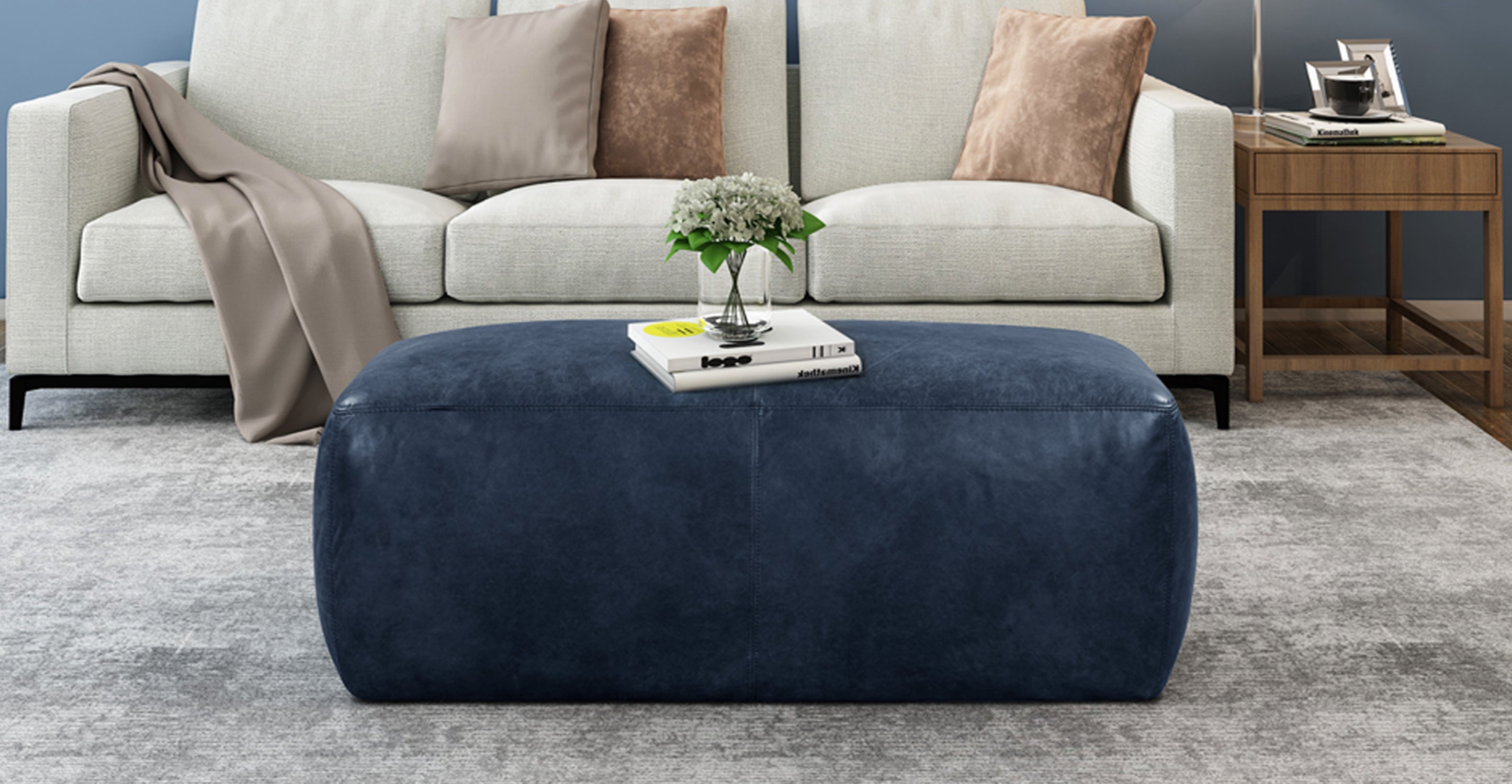 Denver Leather Ottoman