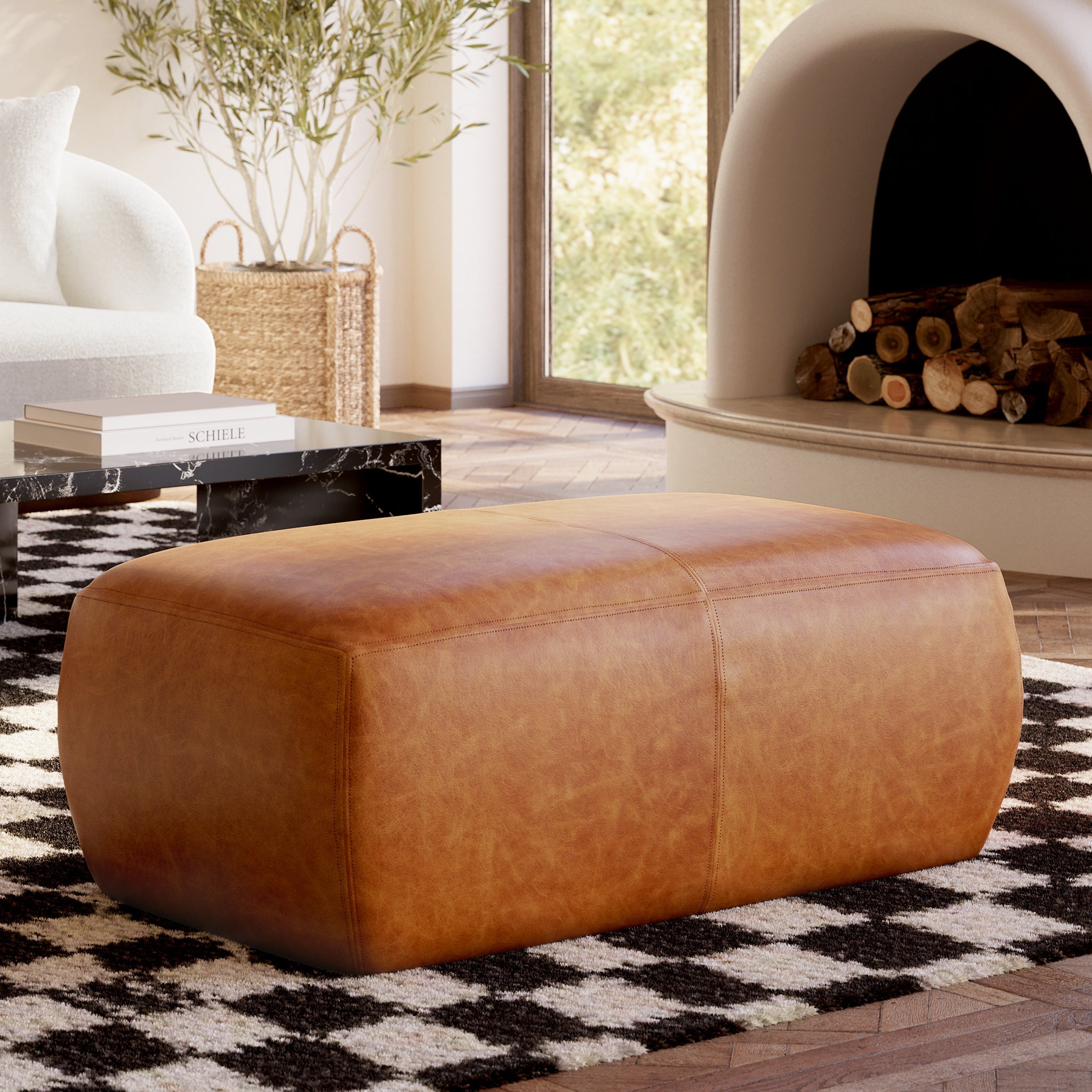 Denver Leather Ottoman