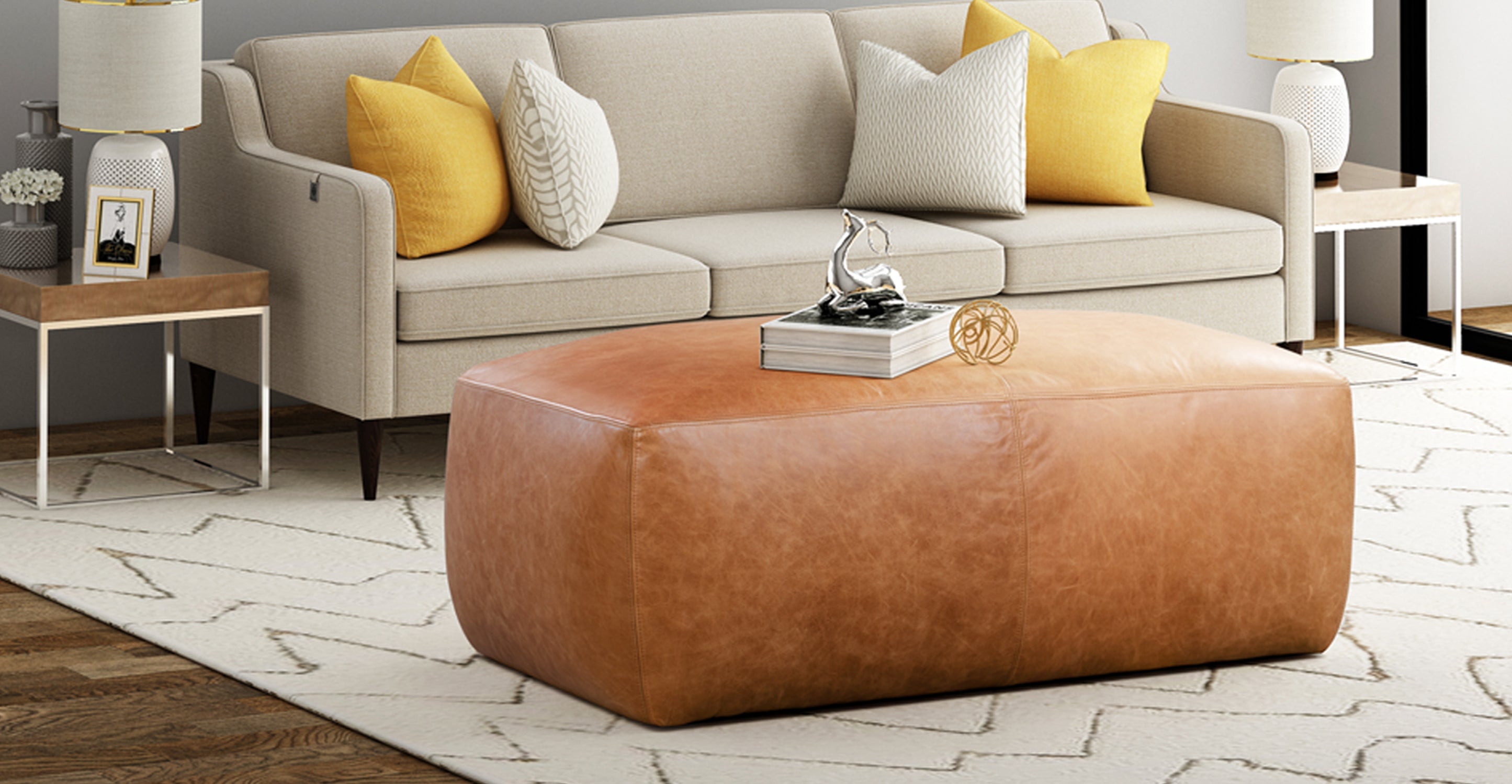 Denver Leather Ottoman