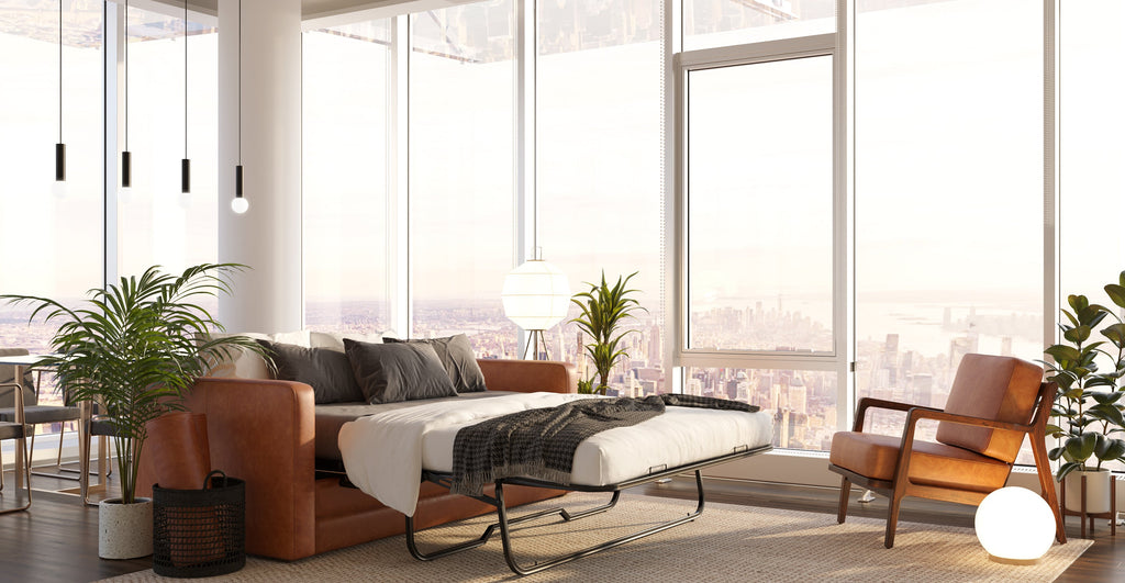 Napa 82 Leather Pull-Out Convertible Sleeper Sofa