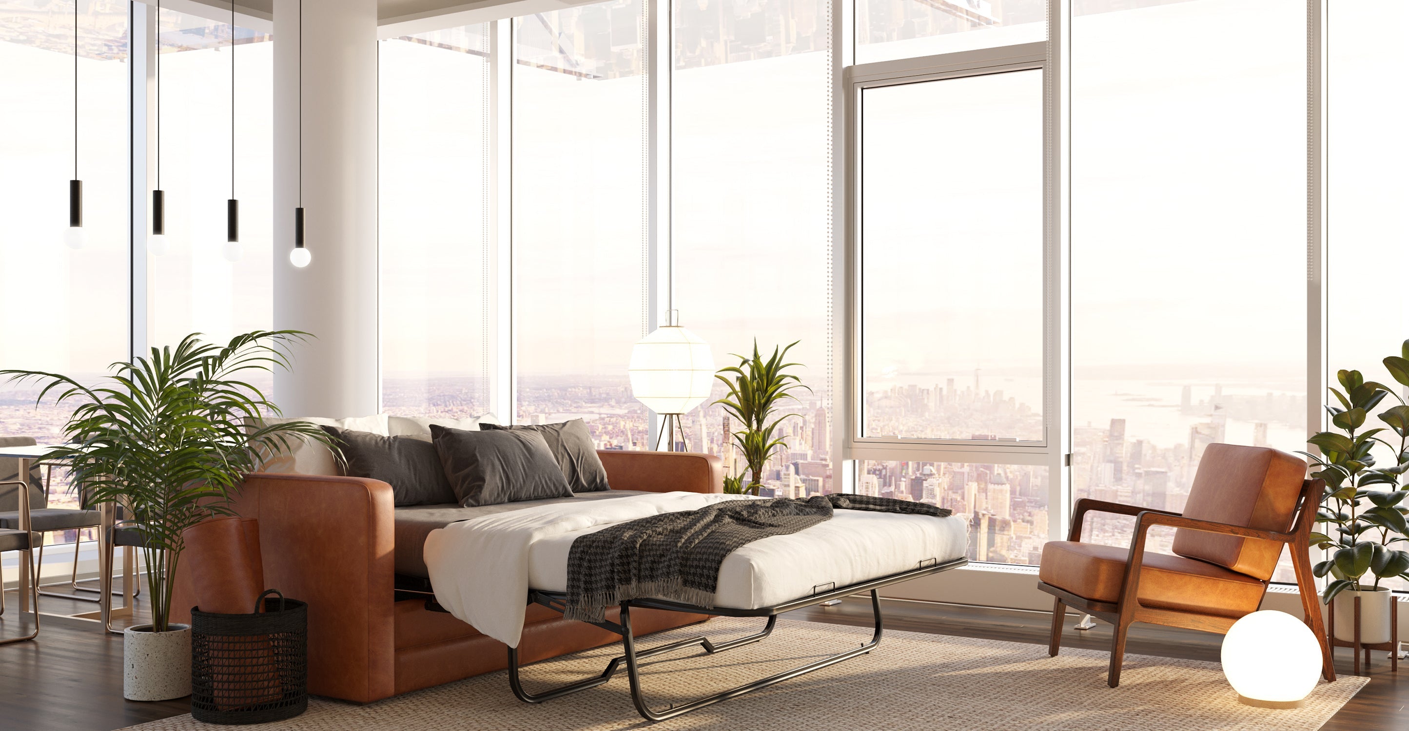 Napa 82 Leather Pull-Out Convertible Sleeper Sofa