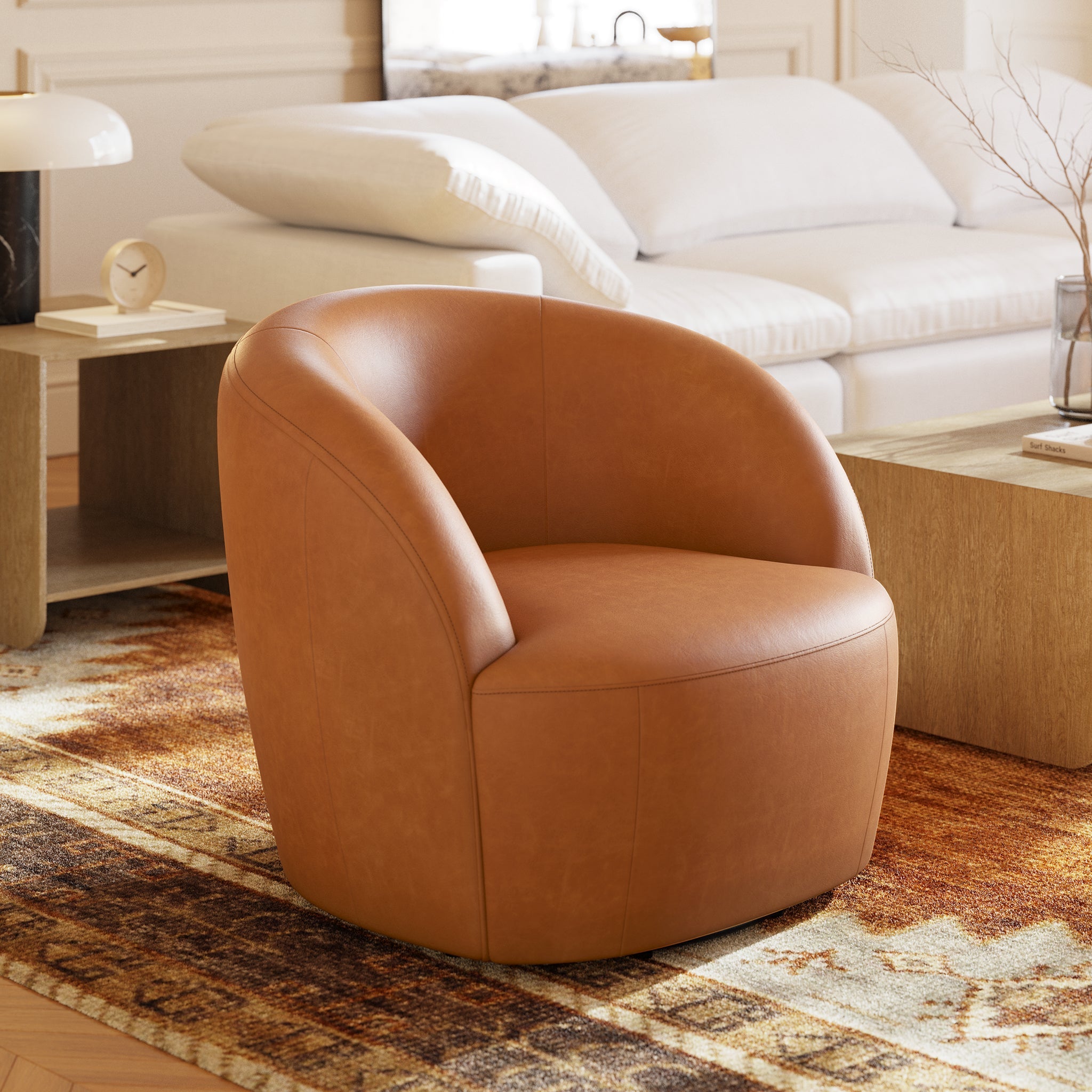 Alma Leather Swivel Chair