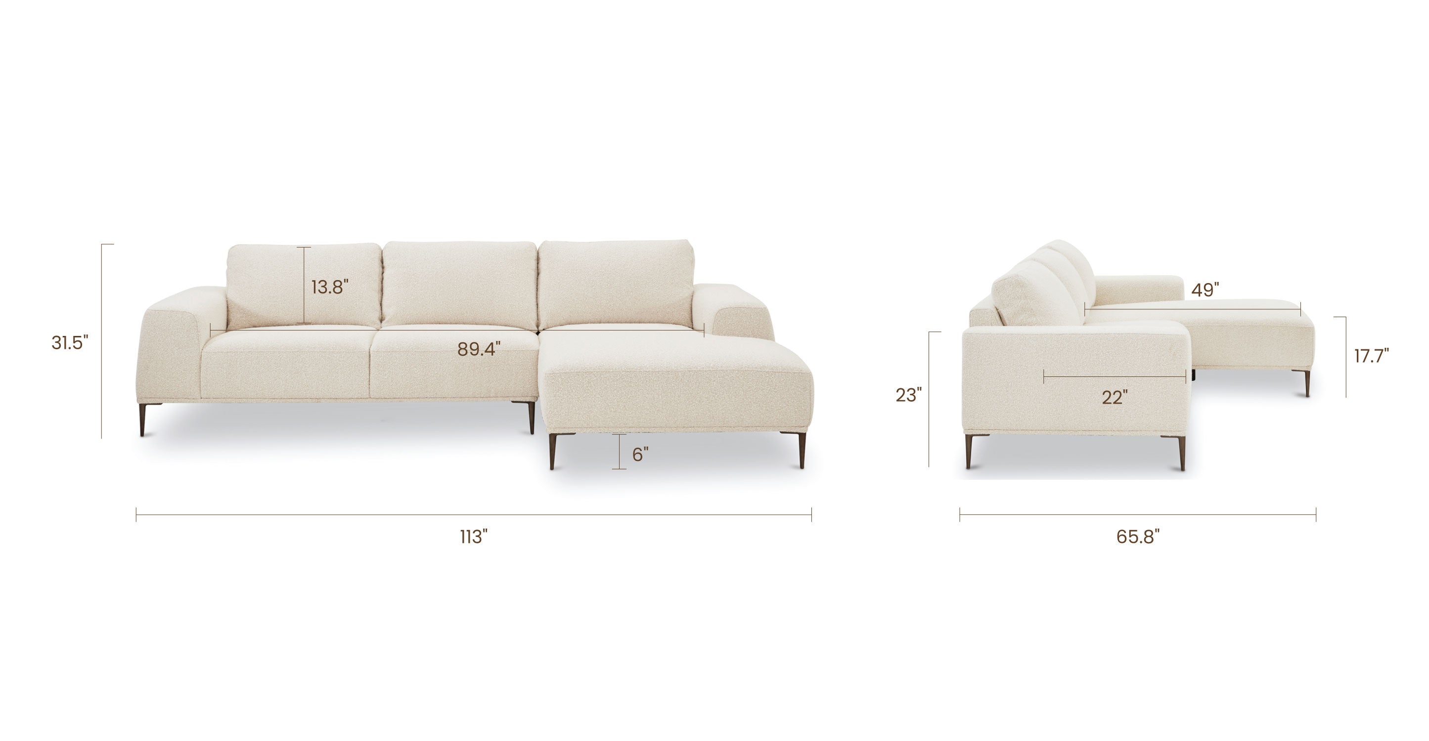 Rue Right-Facing Sectional Sofa