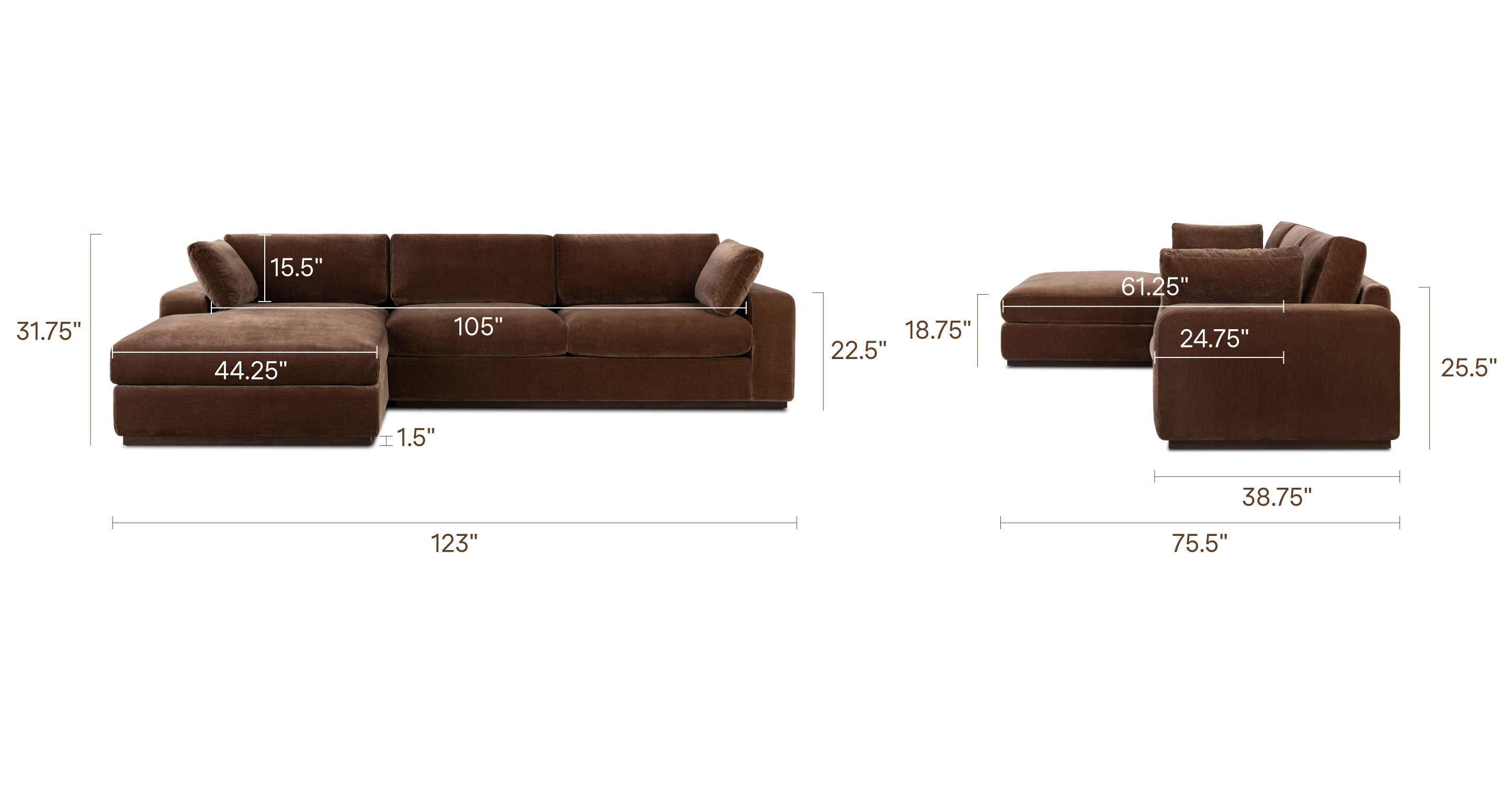 Malaga Left-Facing Sectional Sofa