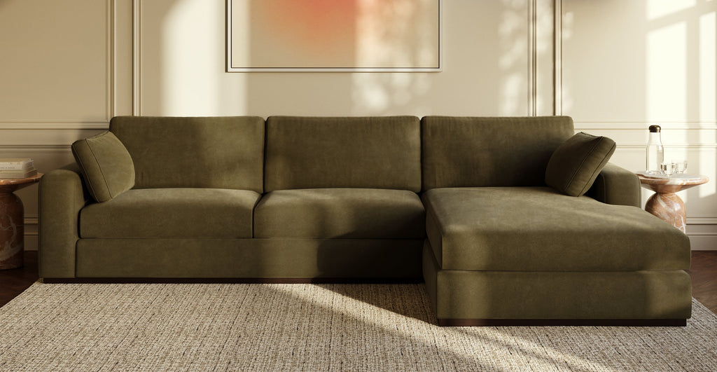 Malaga Velvet Right-Facing Sectional Sofa