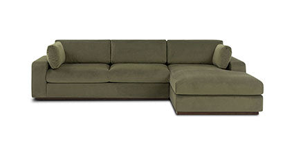 Malaga Velvet Right-Facing Sectional Sofa