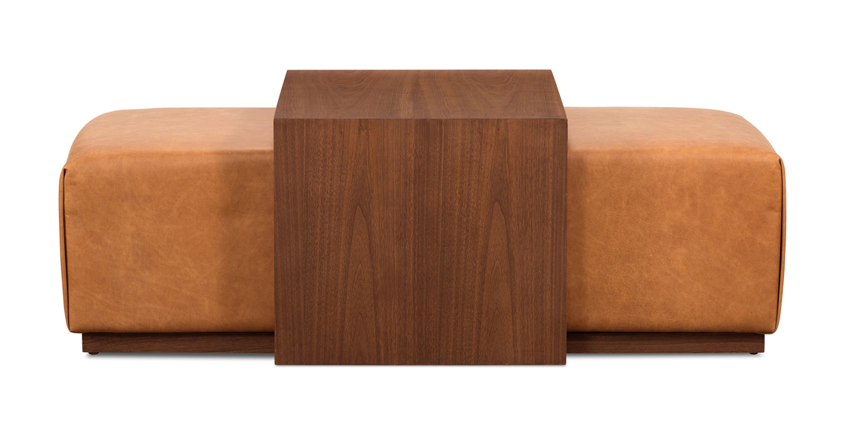 Jarmo Leather Ottoman with Walnut Table