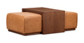 Jarmo Leather Ottoman with Walnut Table