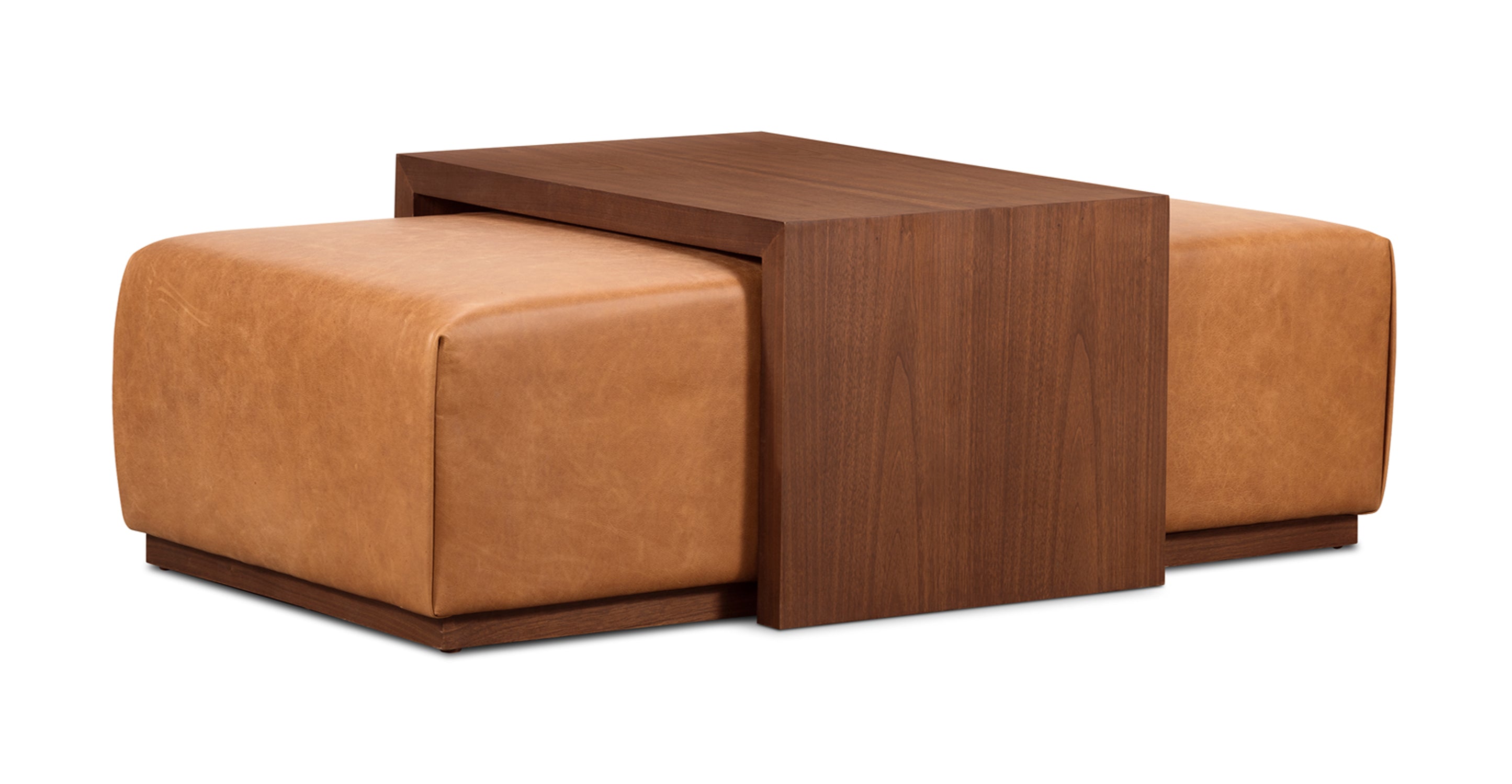 Jarmo Leather Ottoman with Walnut Table