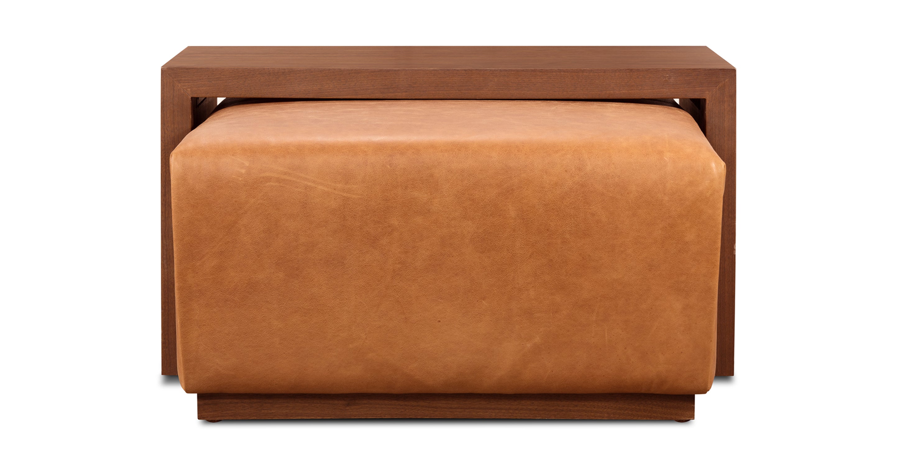 Jarmo Leather Ottoman with Walnut Table