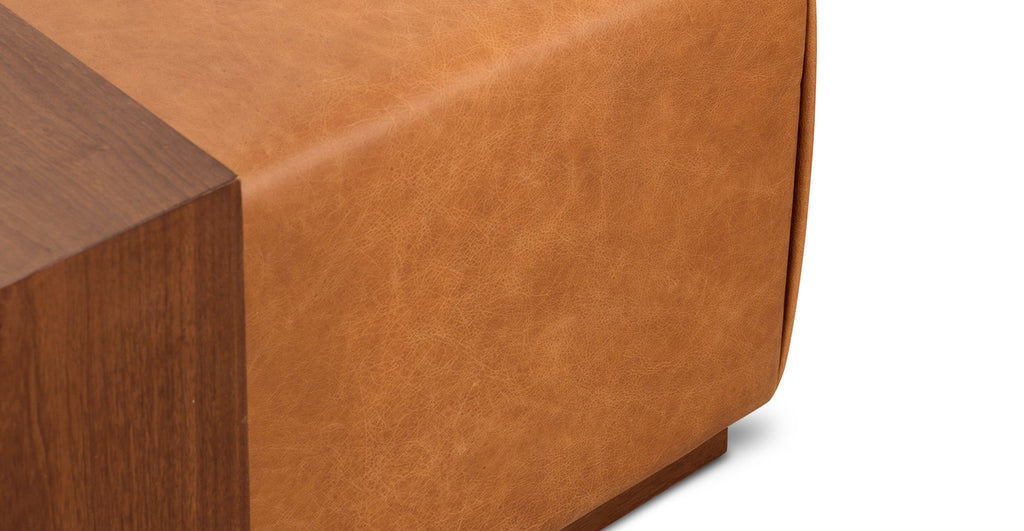 Jarmo Leather Ottoman with Walnut Table