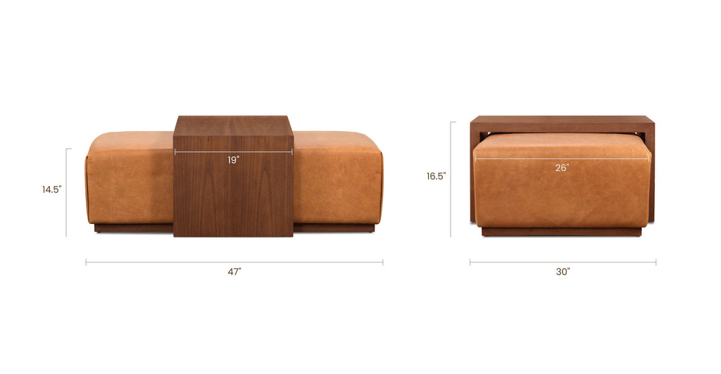 Jarmo Leather Ottoman with Walnut Table