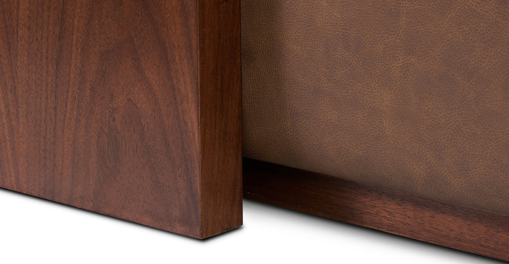 Jarmo Leather Ottoman with Walnut Table