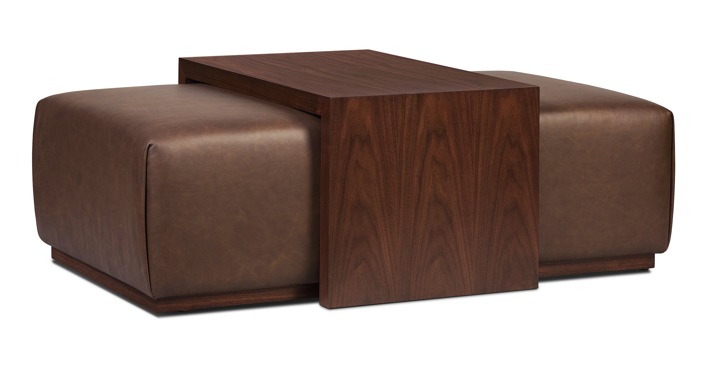 Jarmo Leather Ottoman with Walnut Table