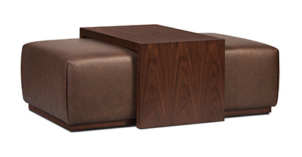 Jarmo Leather Ottoman with Walnut Table