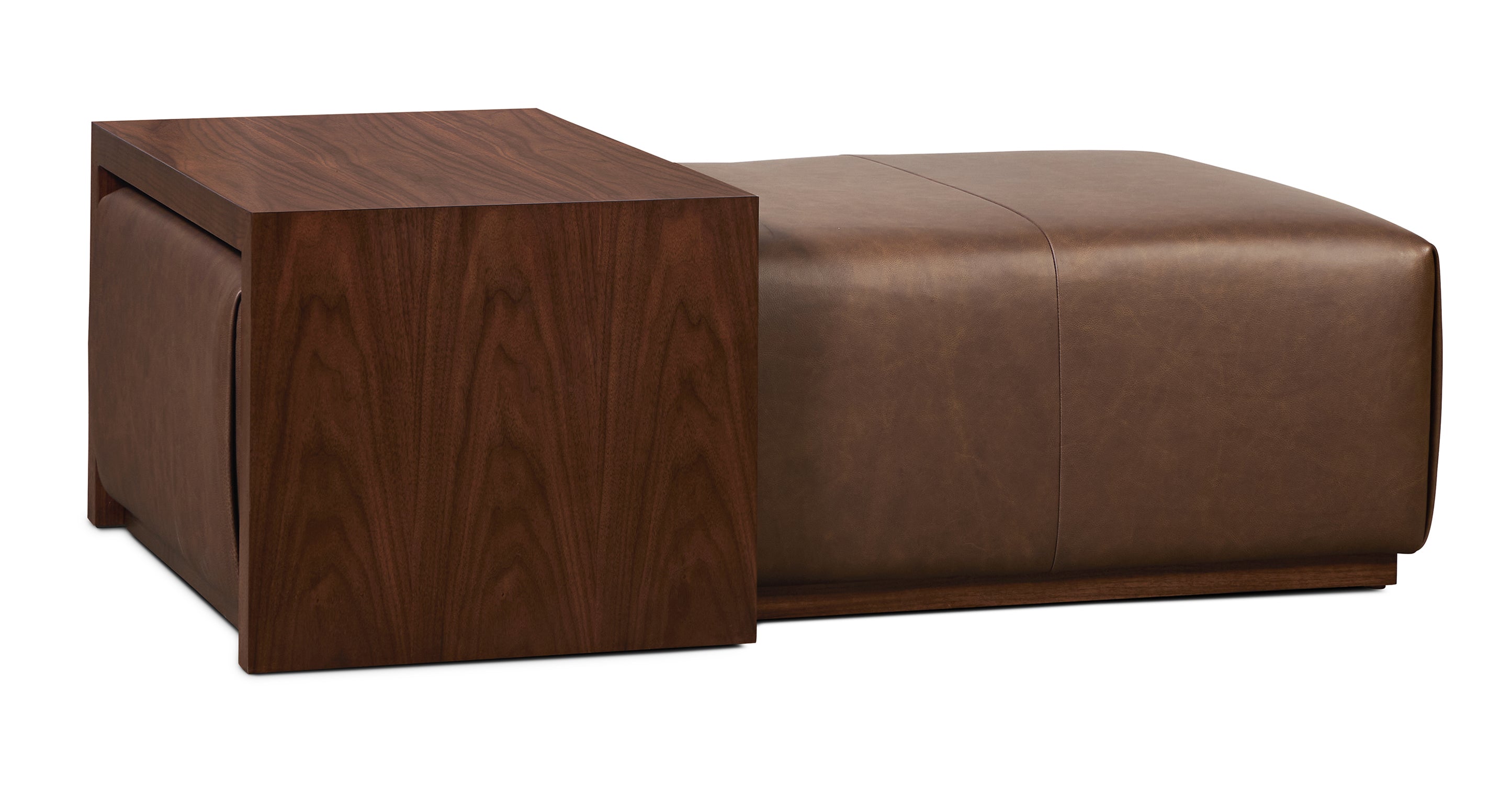 Jarmo Leather Ottoman with Walnut Table