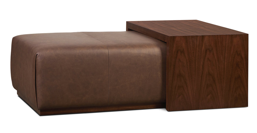 Jarmo Leather Ottoman with Walnut Table