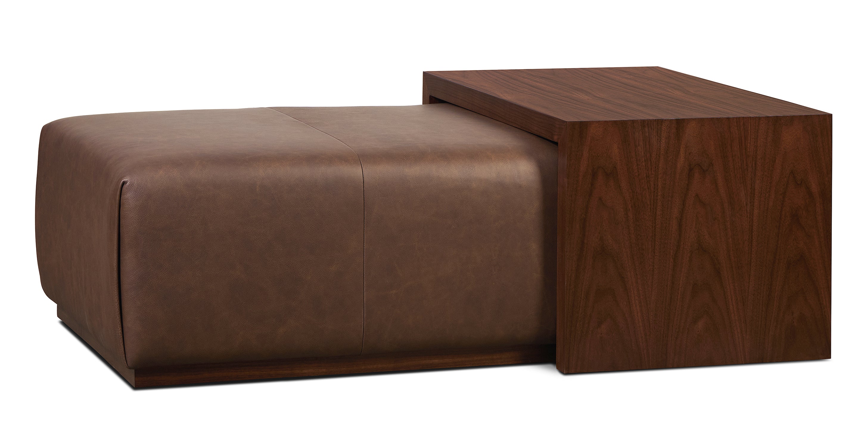 Jarmo Leather Ottoman with Walnut Table