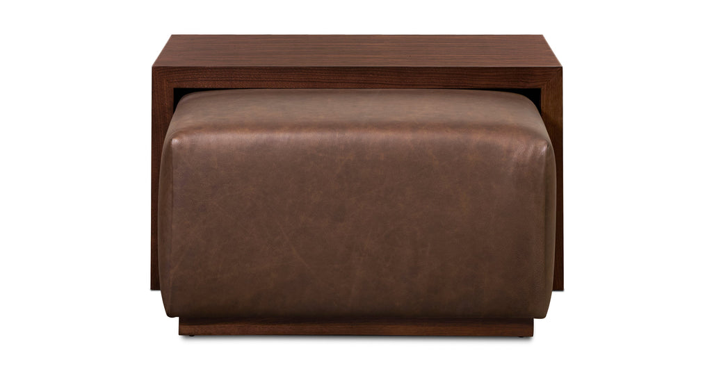 Jarmo Leather Ottoman with Walnut Table