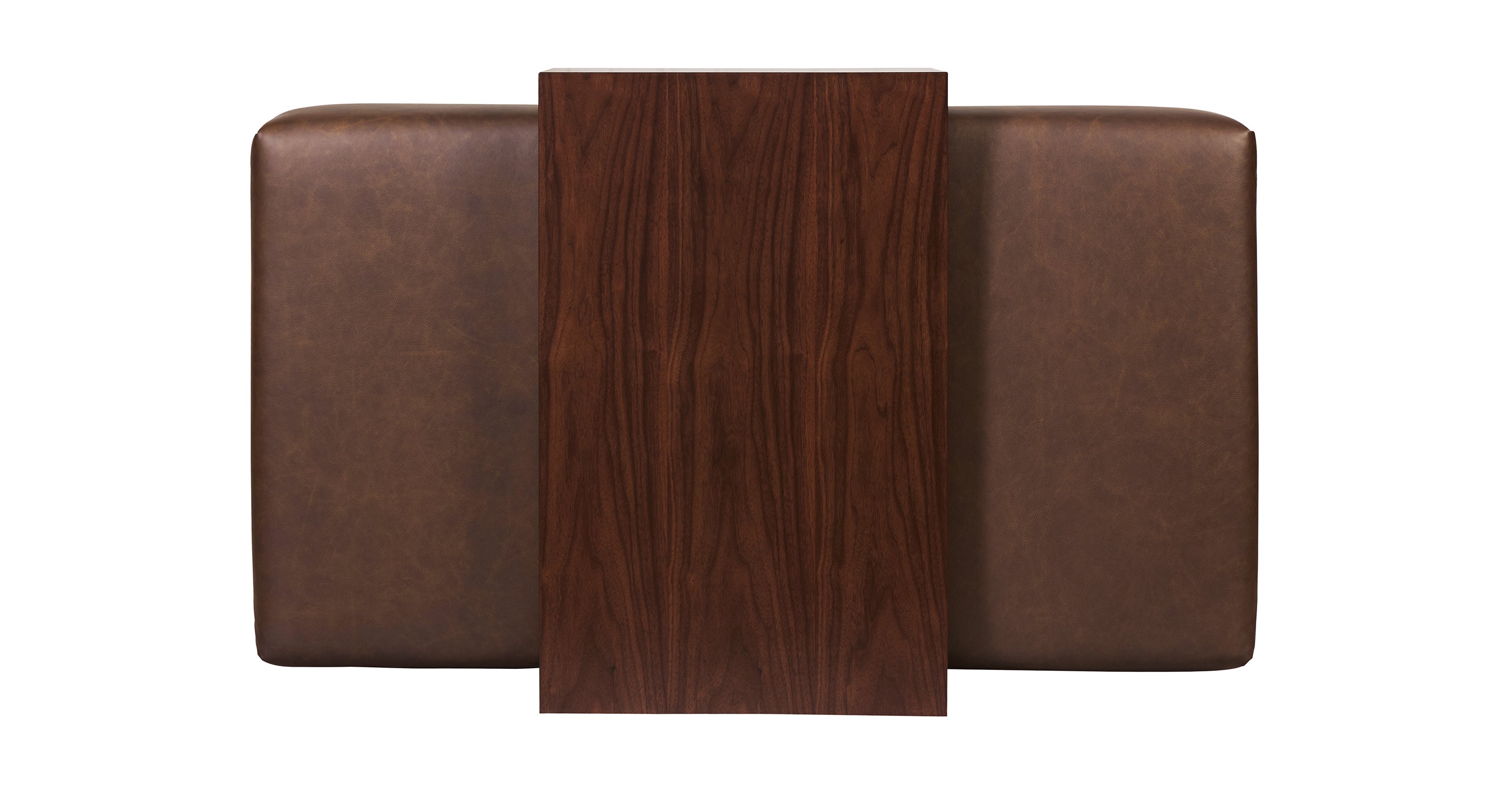 Jarmo Leather Ottoman with Walnut Table