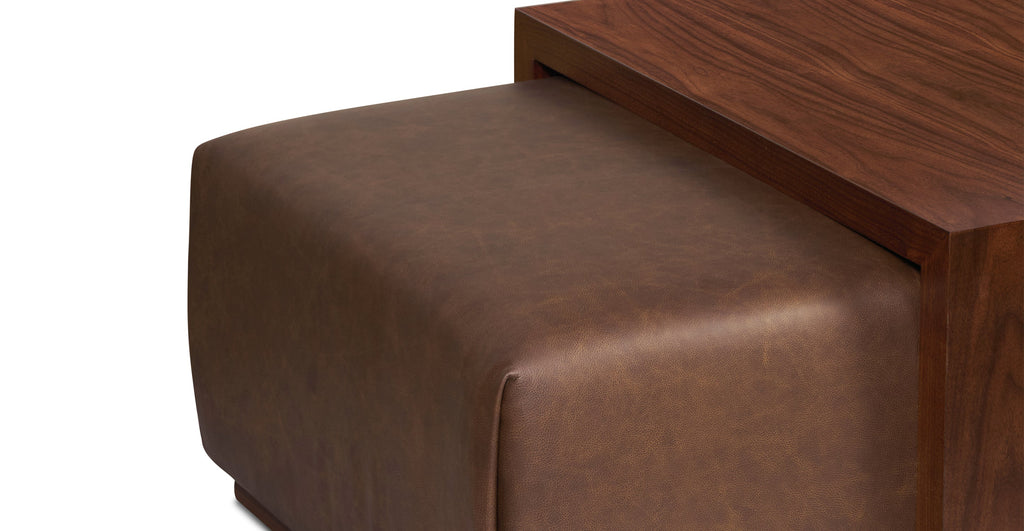 Jarmo Leather Ottoman with Walnut Table
