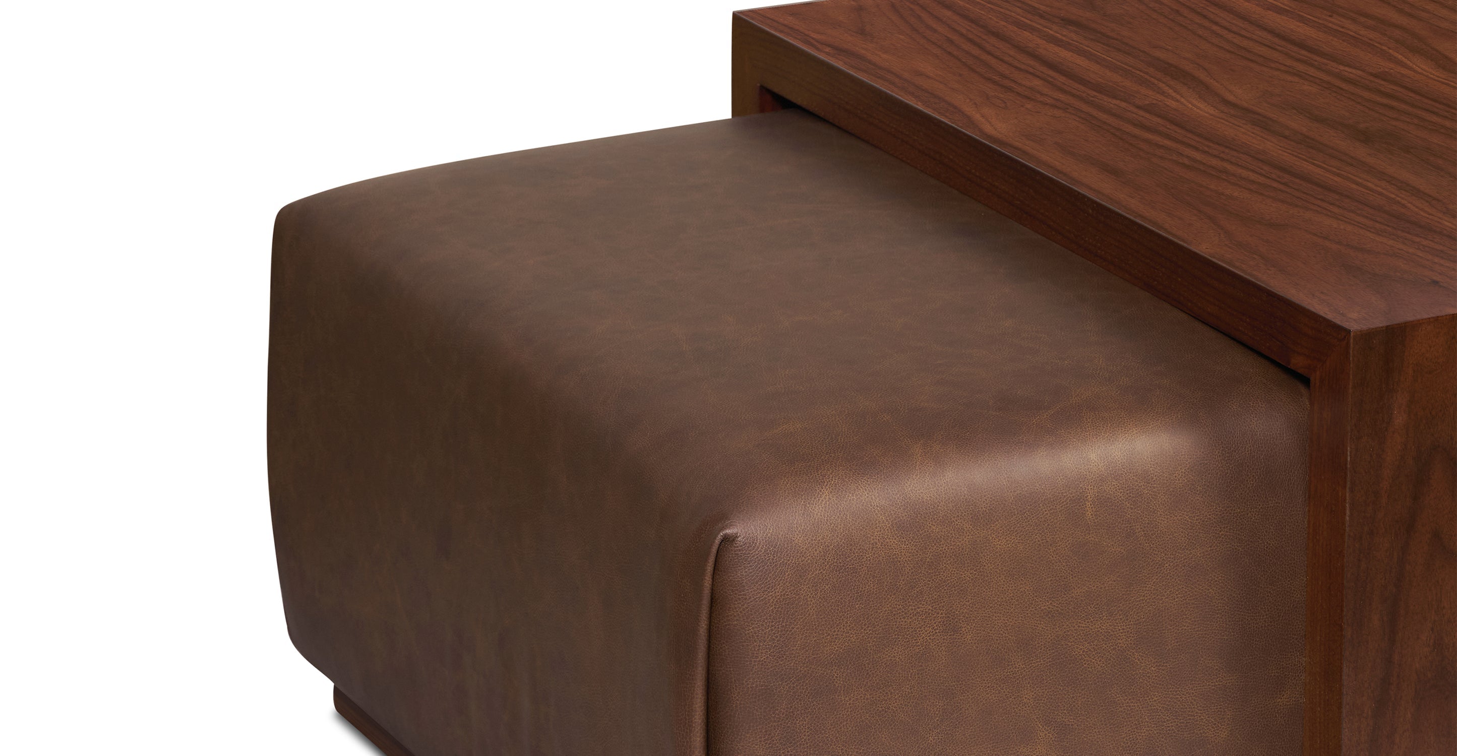 Jarmo Leather Ottoman with Walnut Table
