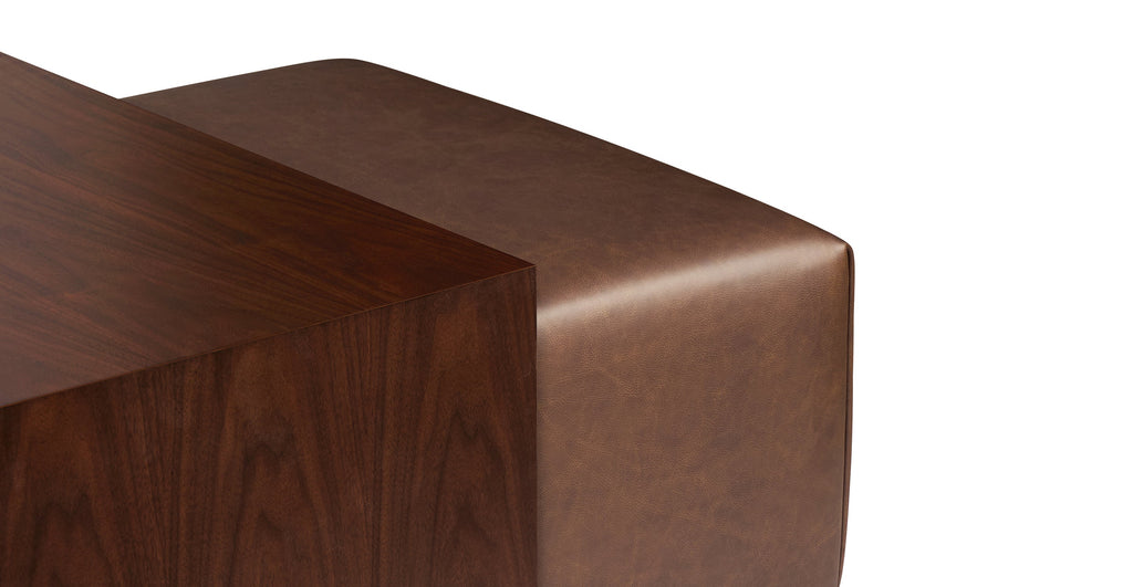 Jarmo Leather Ottoman with Walnut Table