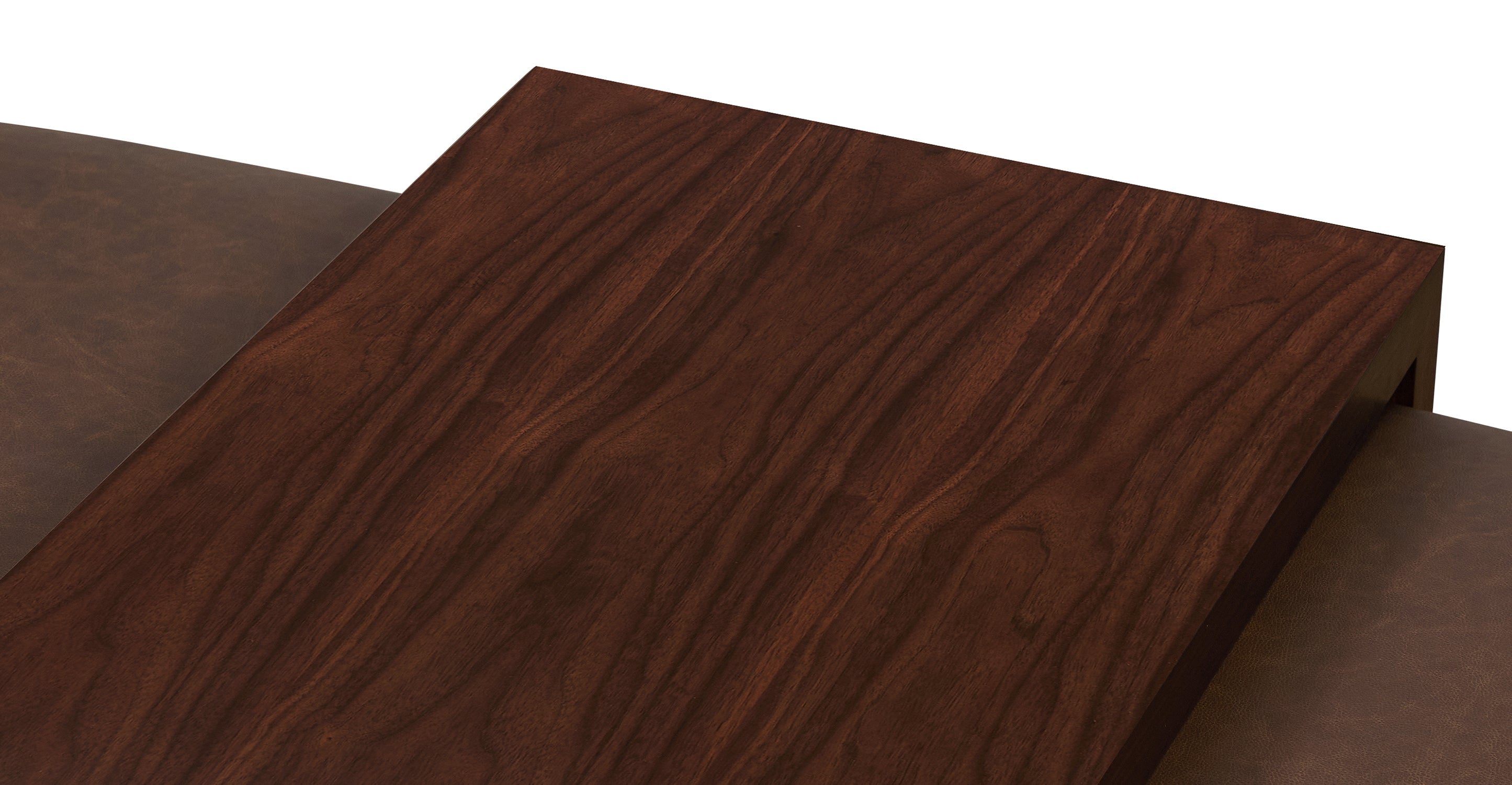 Jarmo Leather Ottoman with Walnut Table