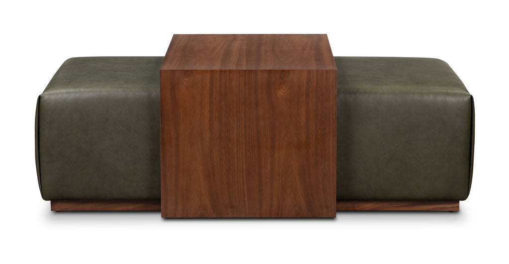 Jarmo Leather Ottoman with Walnut Table