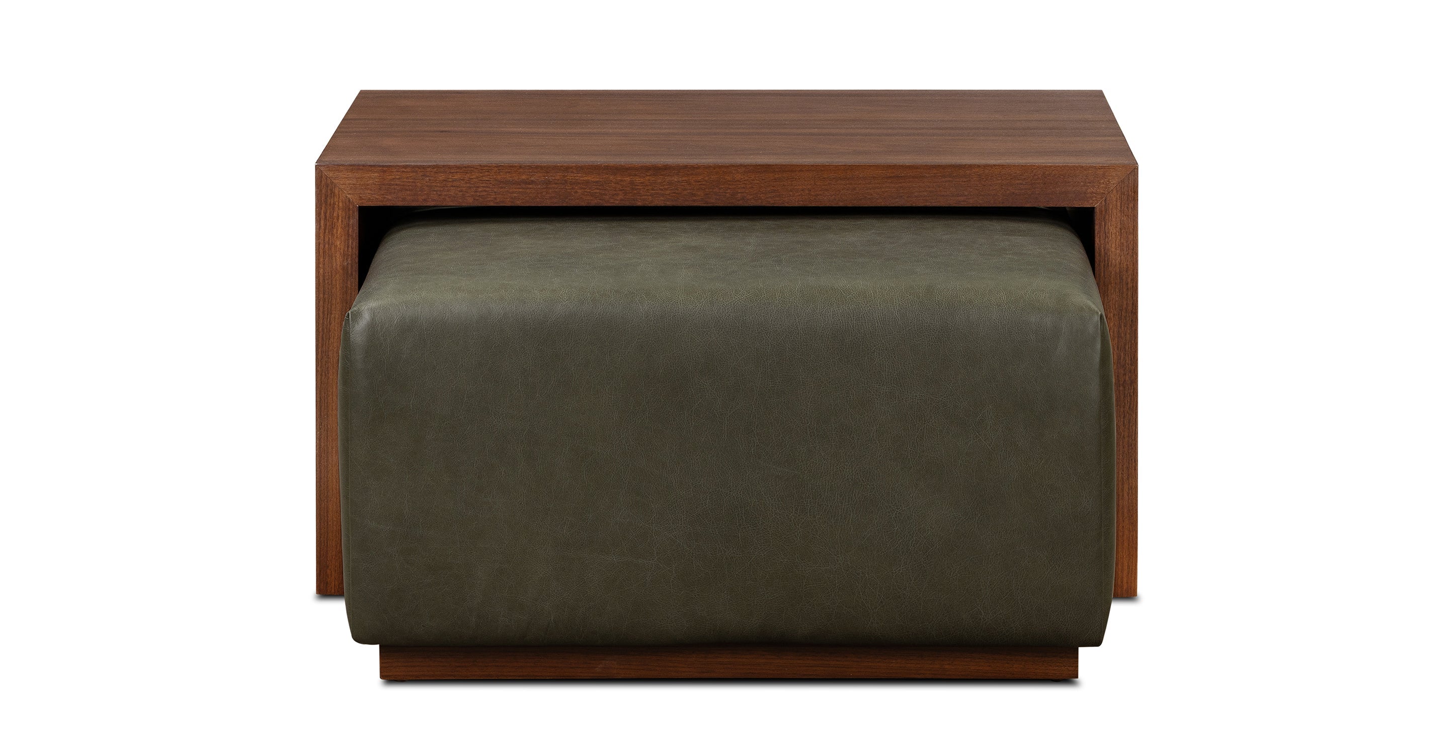 Jarmo Leather Ottoman with Walnut Table