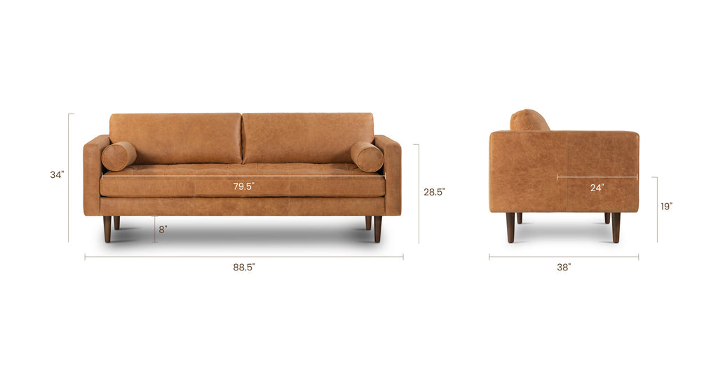 Napa Leather Sofa 88.5”