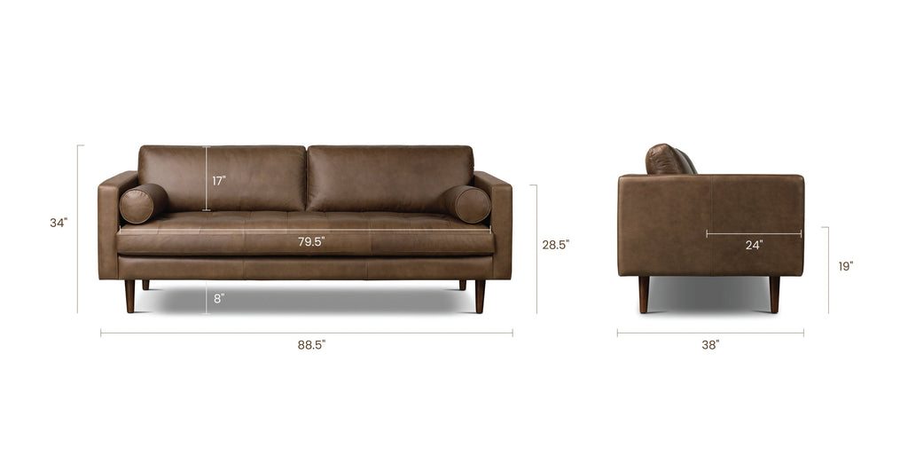 Napa Leather Sofa 88.5”