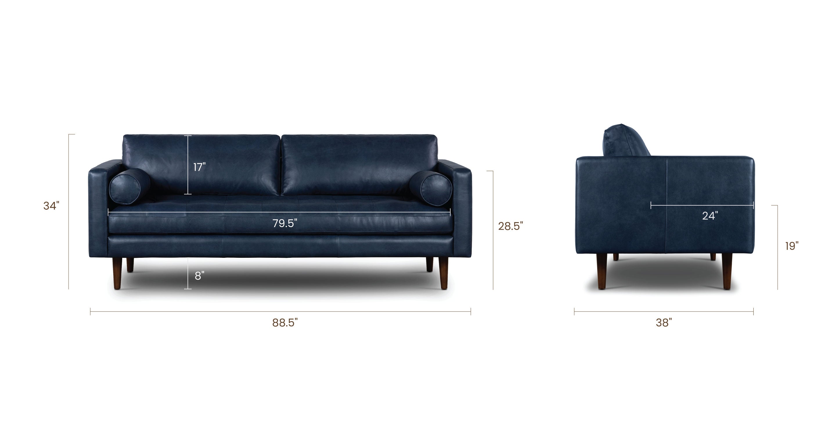 Napa Leather Sofa 88.5”