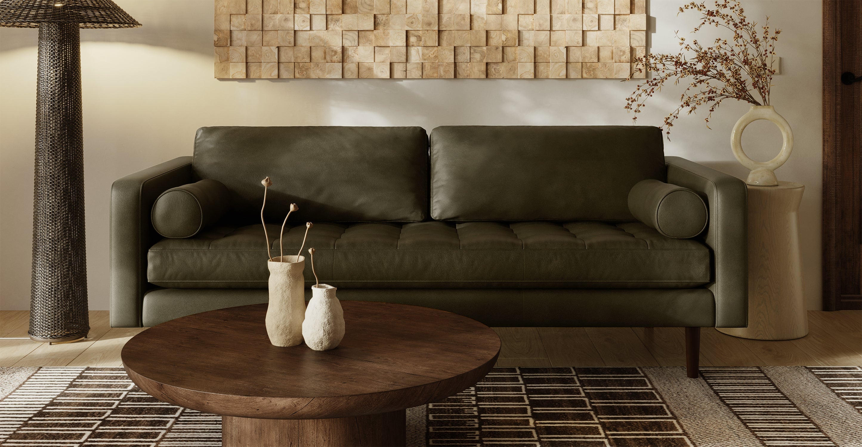 Napa Leather Sofa 88.5”