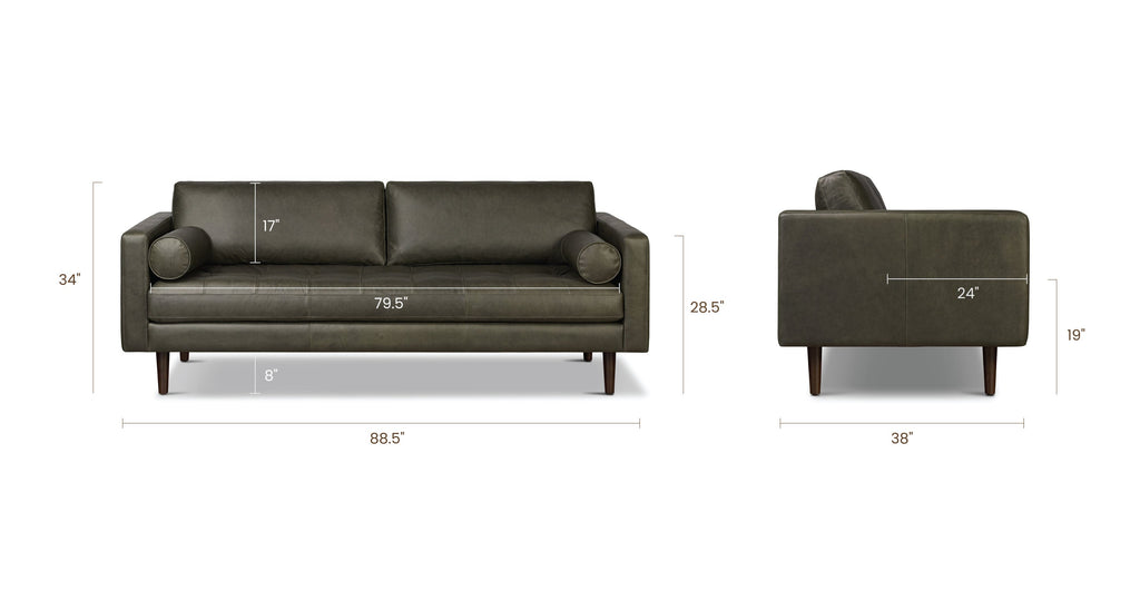 Napa Leather Sofa 88.5”