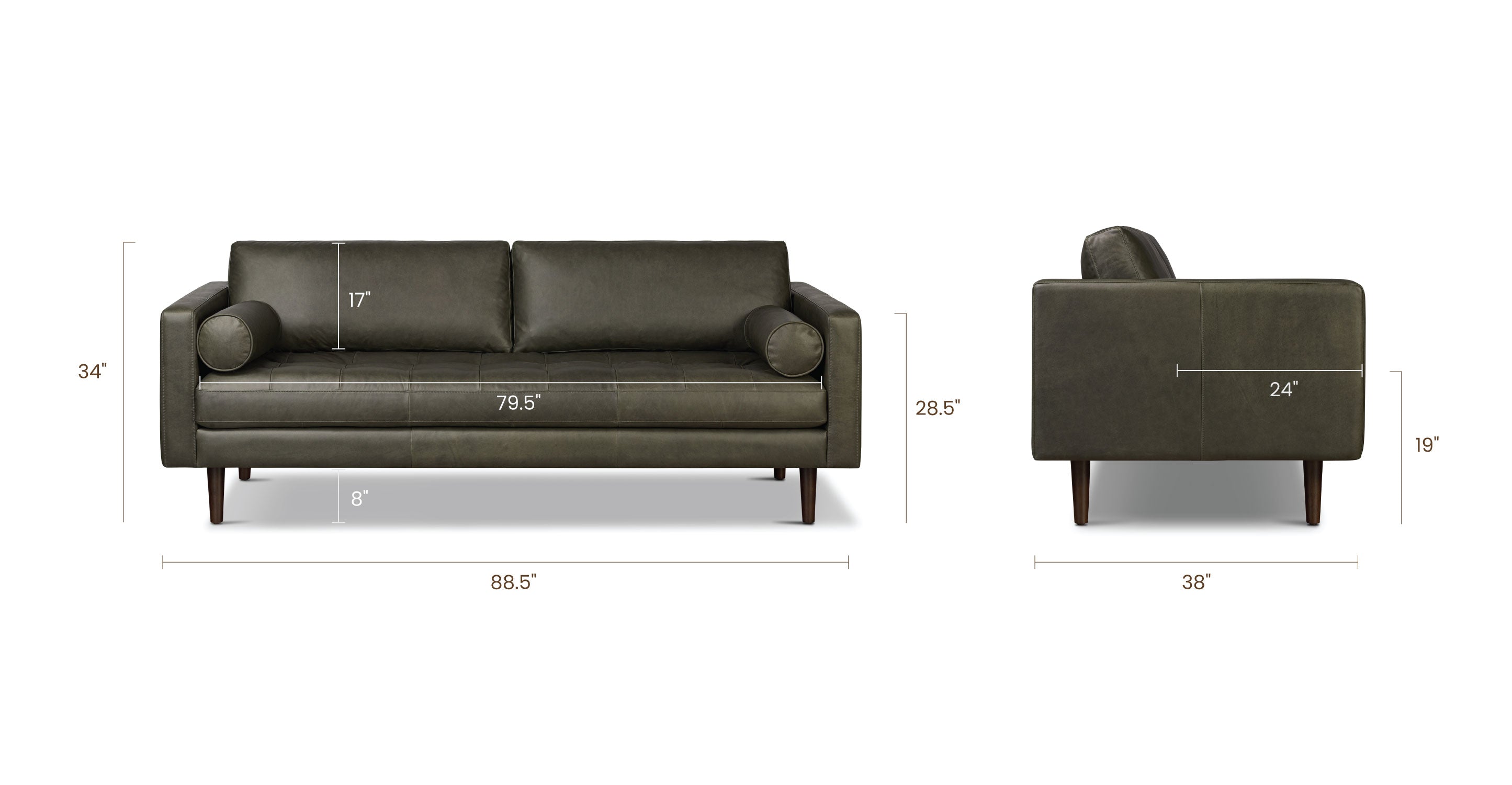 Napa Leather Sofa 88.5”