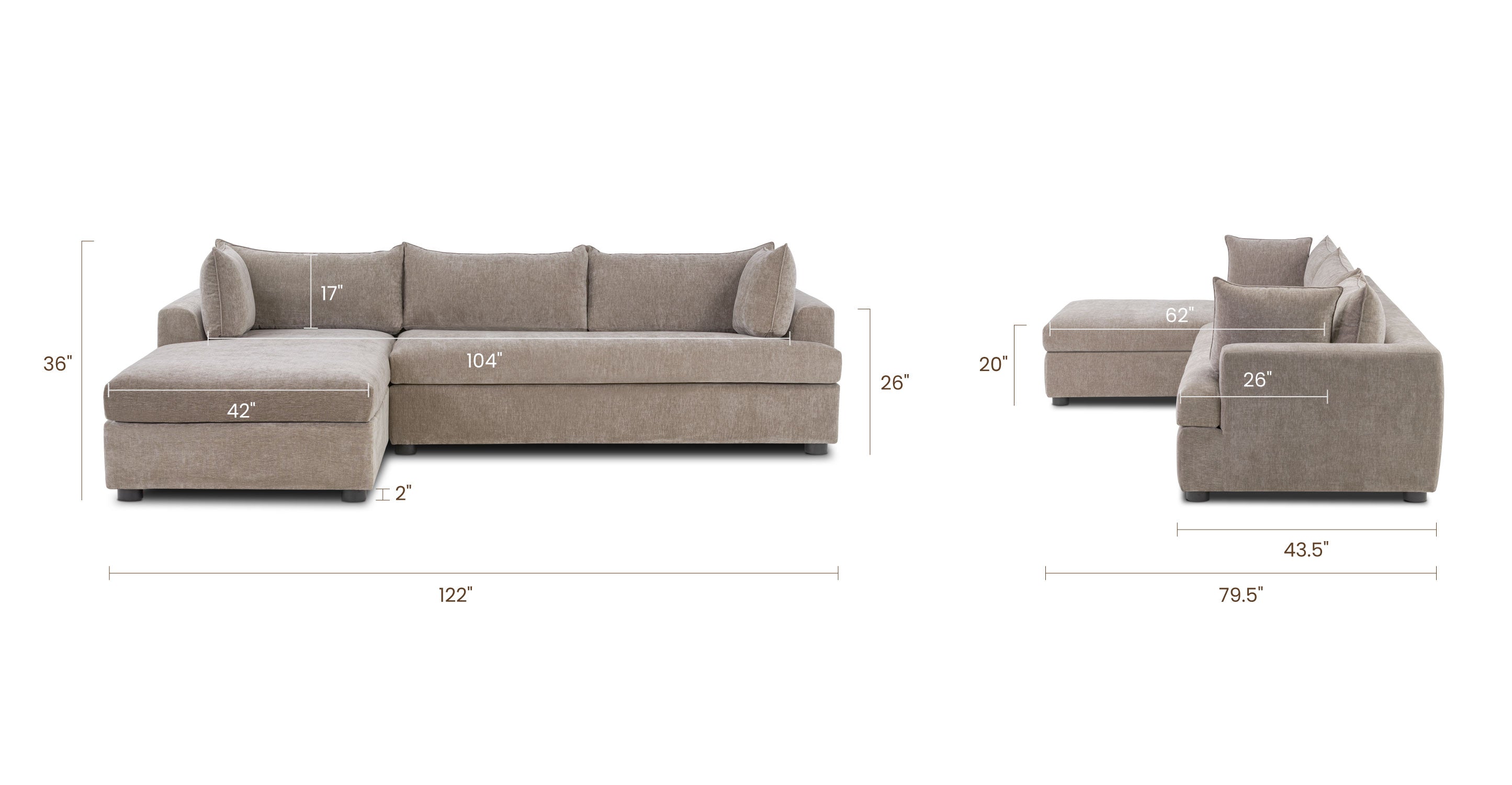 Milo Left-facing Sleeper Sectional