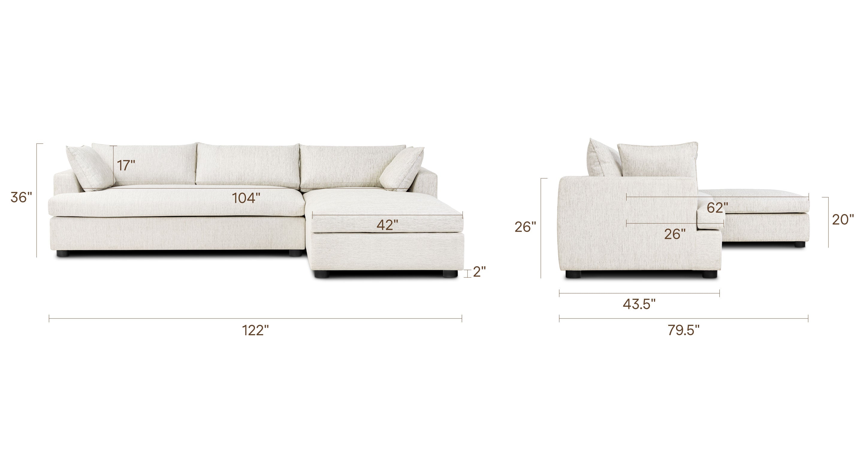 Milo Right-facing Sleeper Sectional