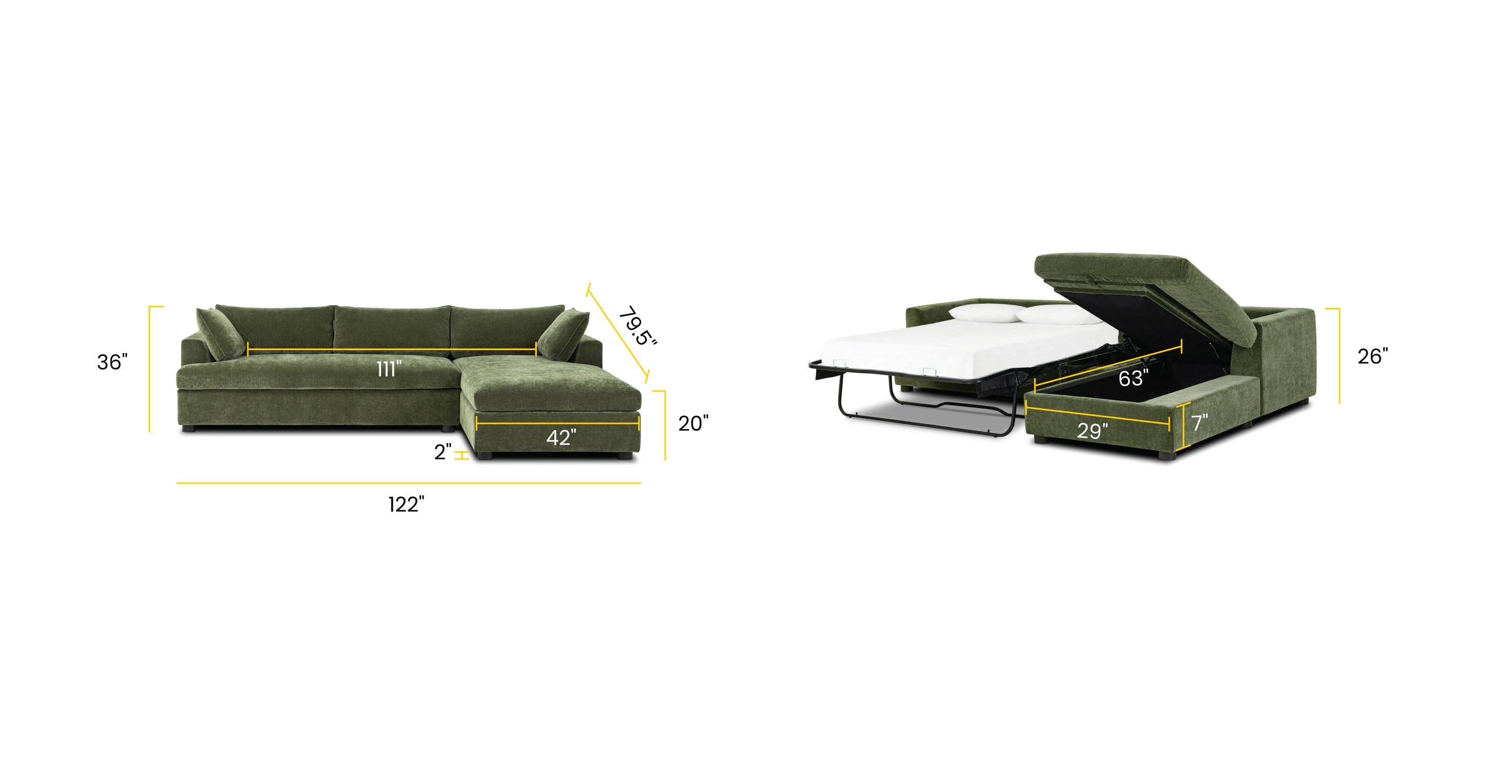 Milo Right-facing Sleeper Sectional