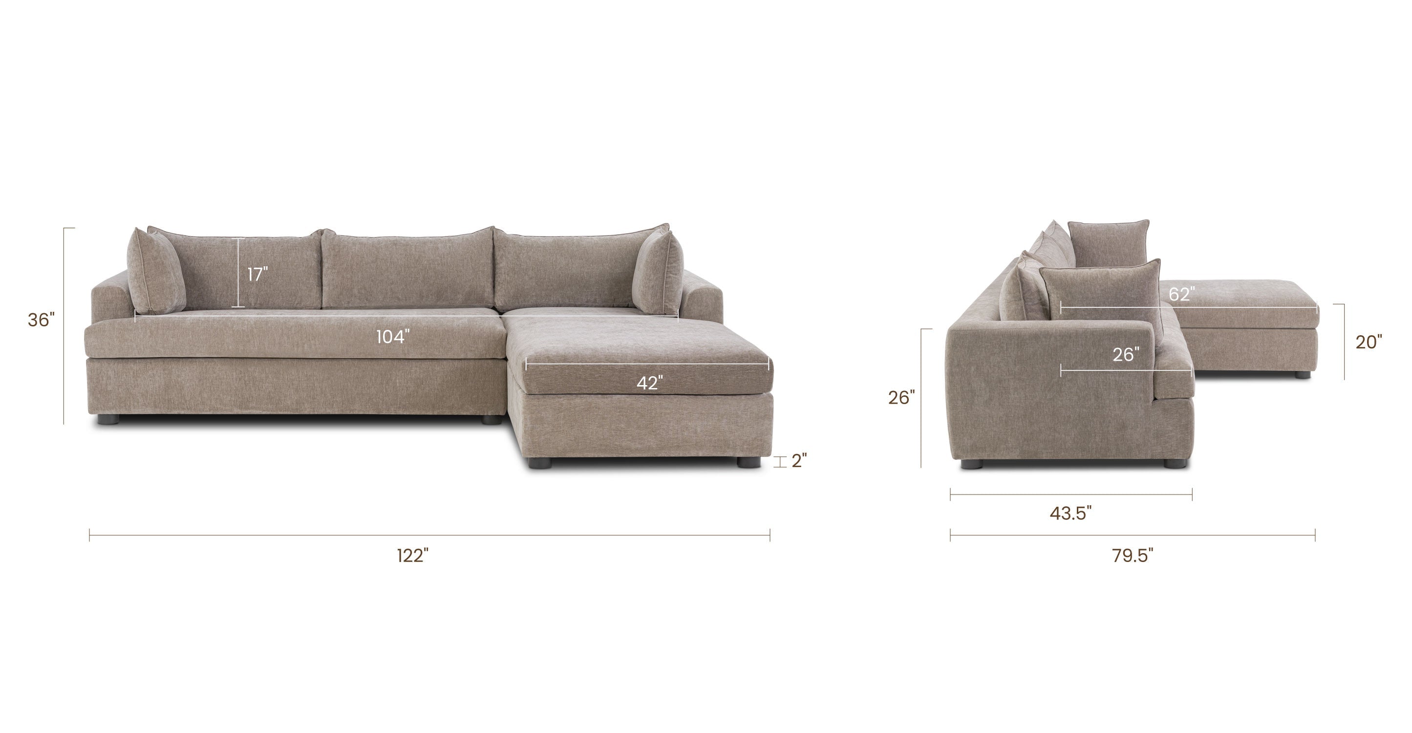 Milo Right-facing Sleeper Sectional
