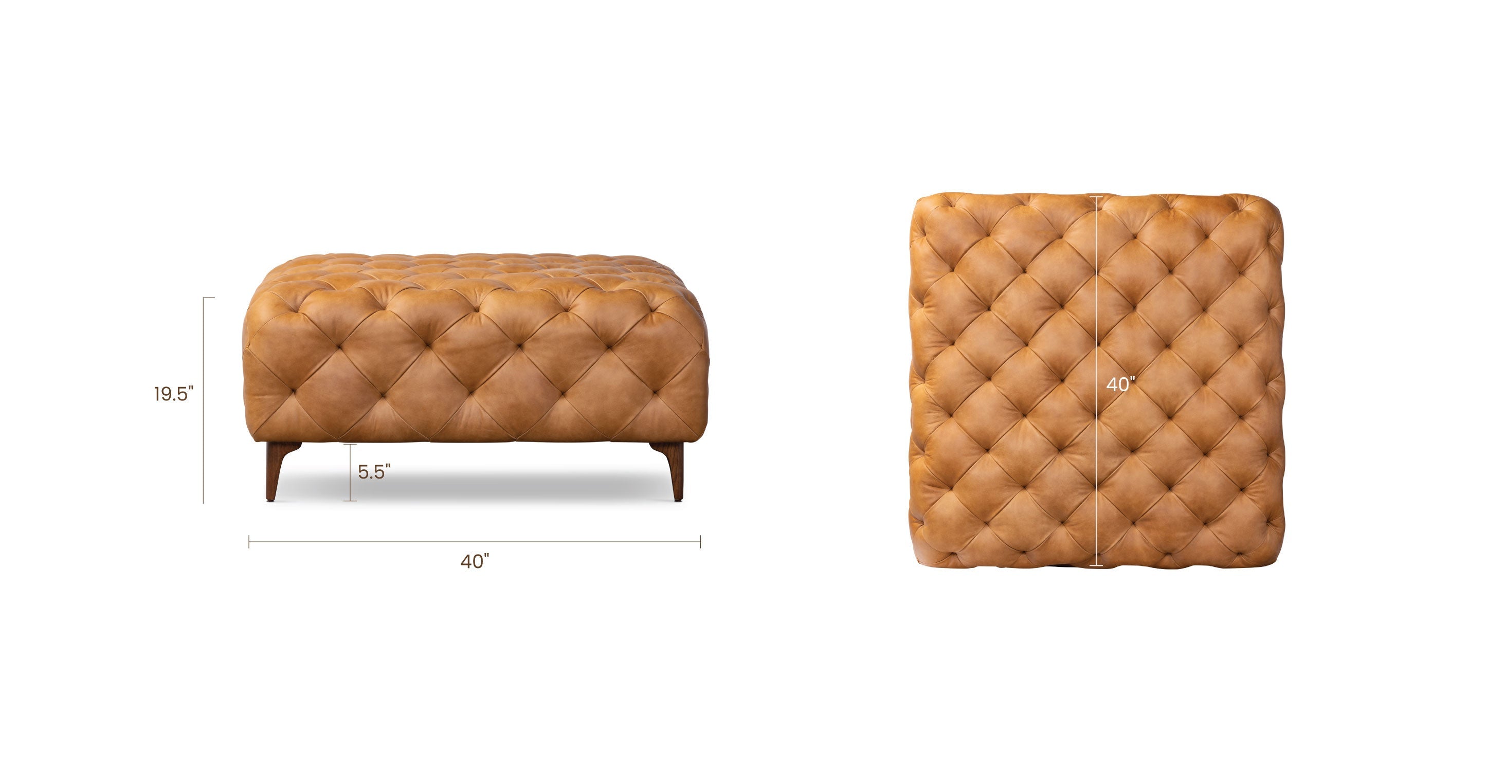 Turin Ottoman with Wood Legs