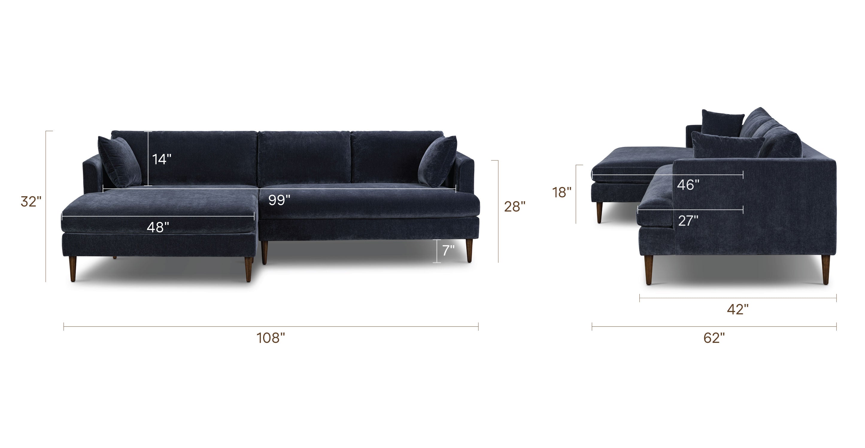 Lucerne Left-Facing Sectional with Extra-Wide Chaise