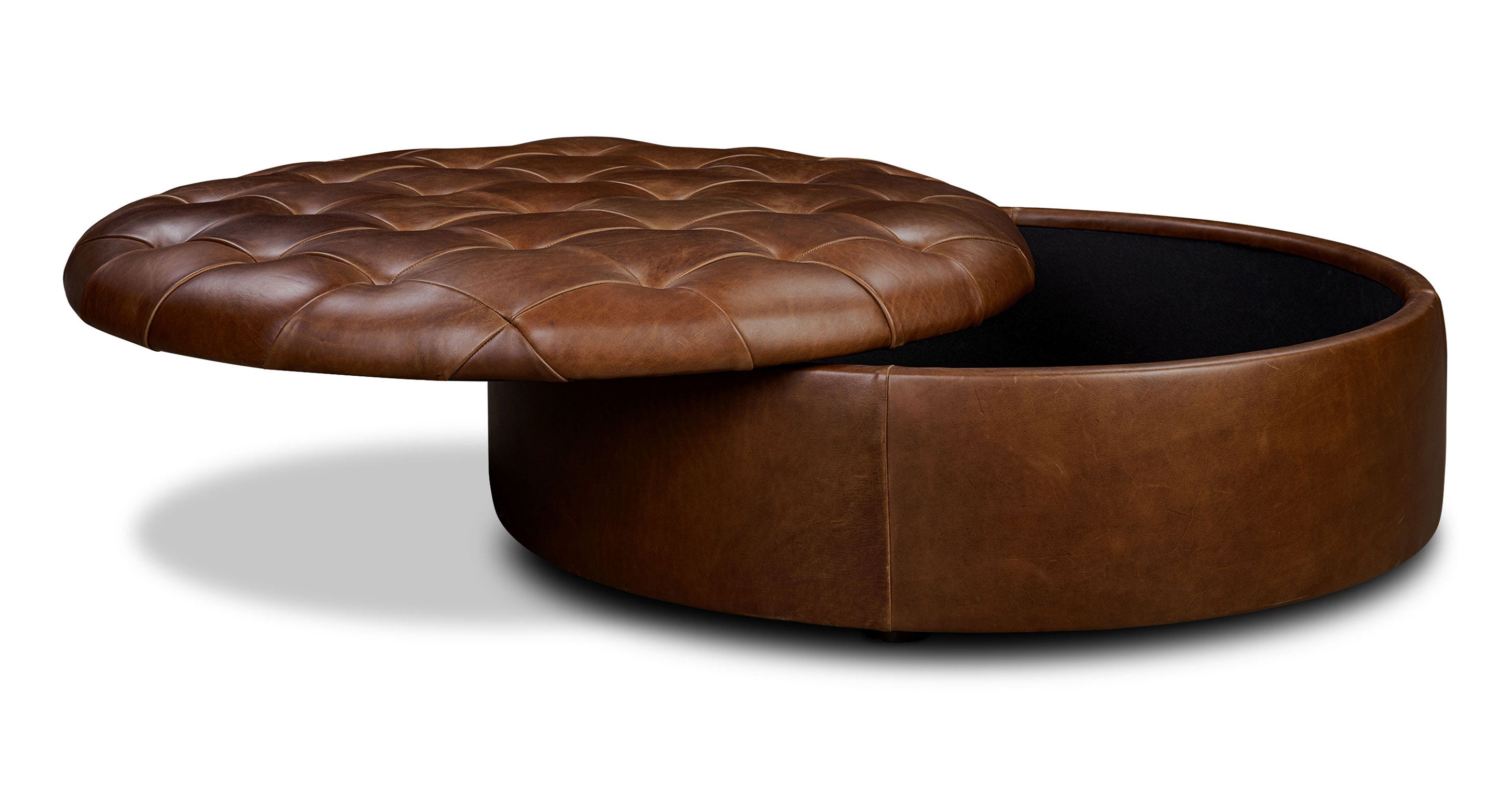 Zahra Leather Storage Ottoman