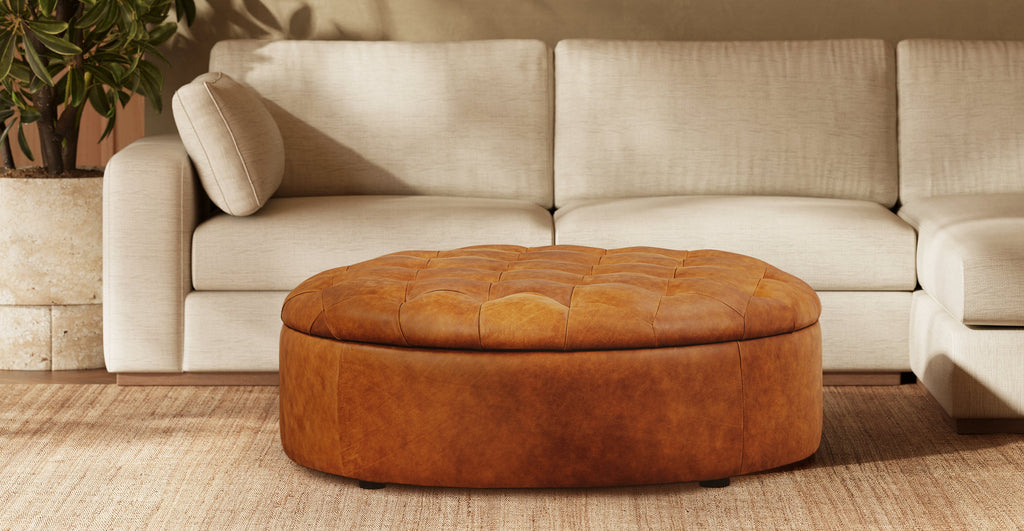 Zahra Leather Storage Ottoman