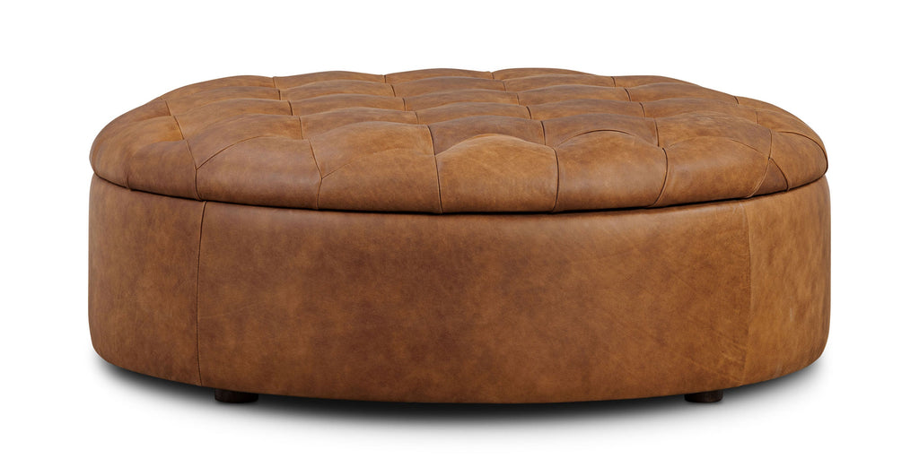 Zahra Leather Storage Ottoman