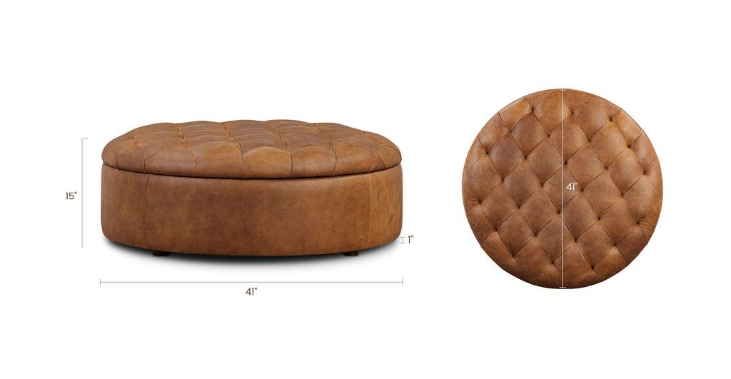 Zahra Leather Storage Ottoman