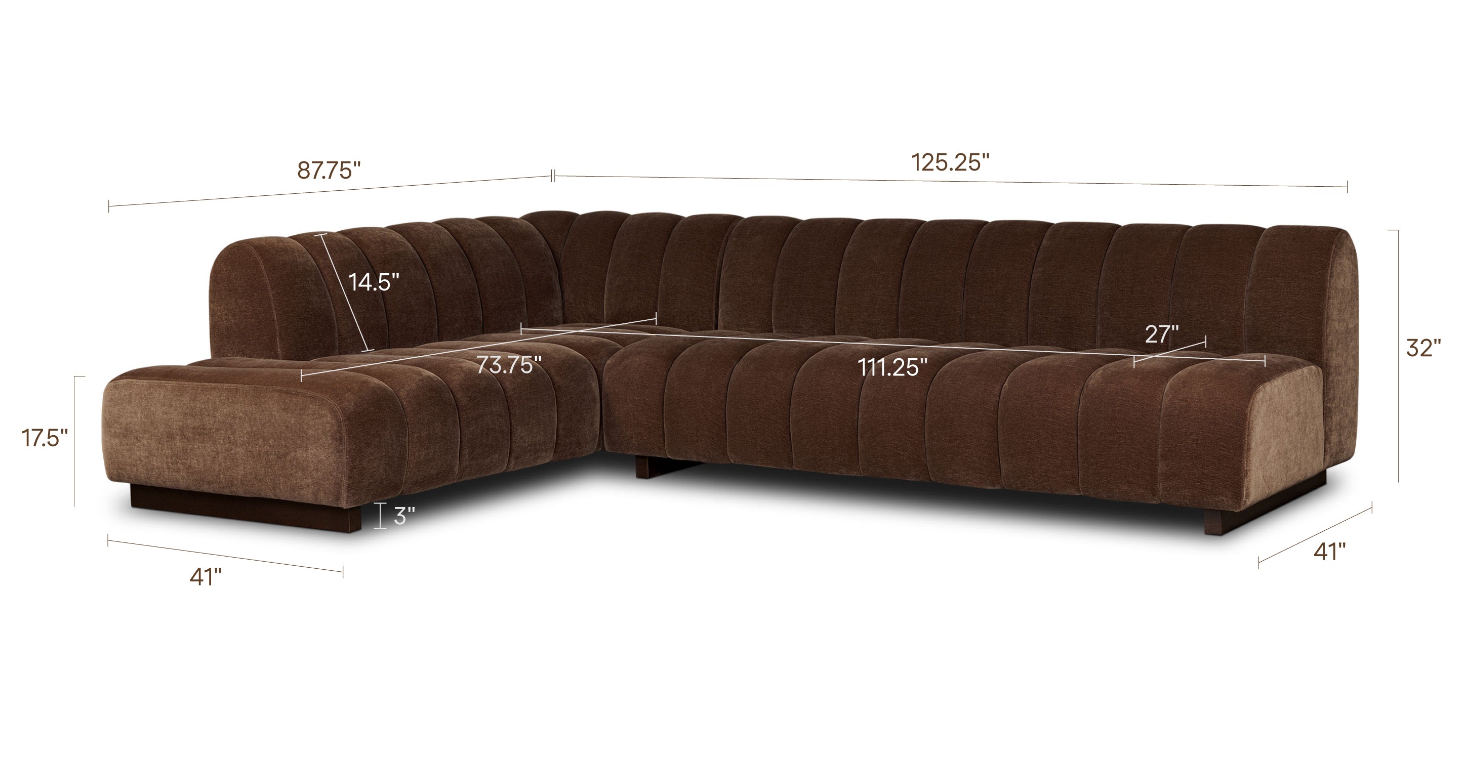Pomona 125 Left-Facing Bumper Sectional
