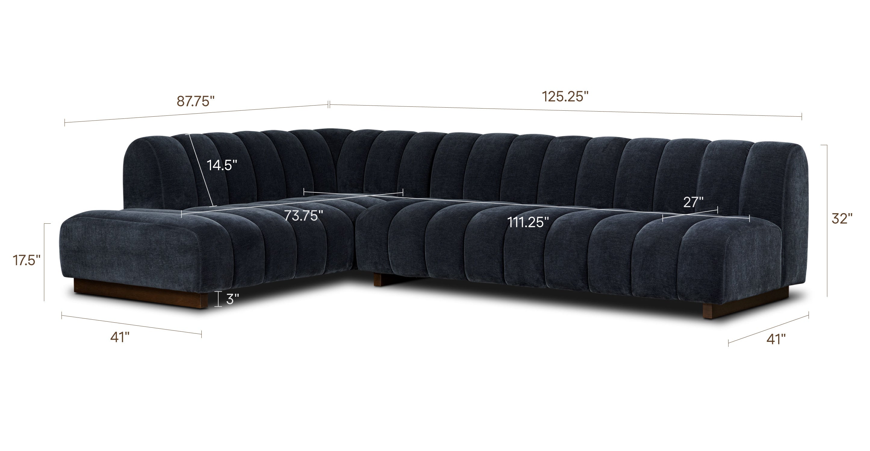 Pomona 125 Left-Facing Bumper Sectional