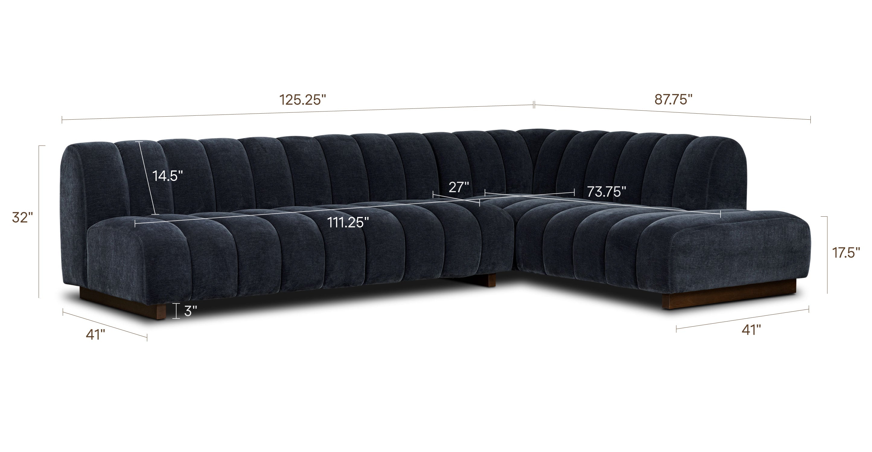 Pomona 125 Right-Facing Bumper Sectional