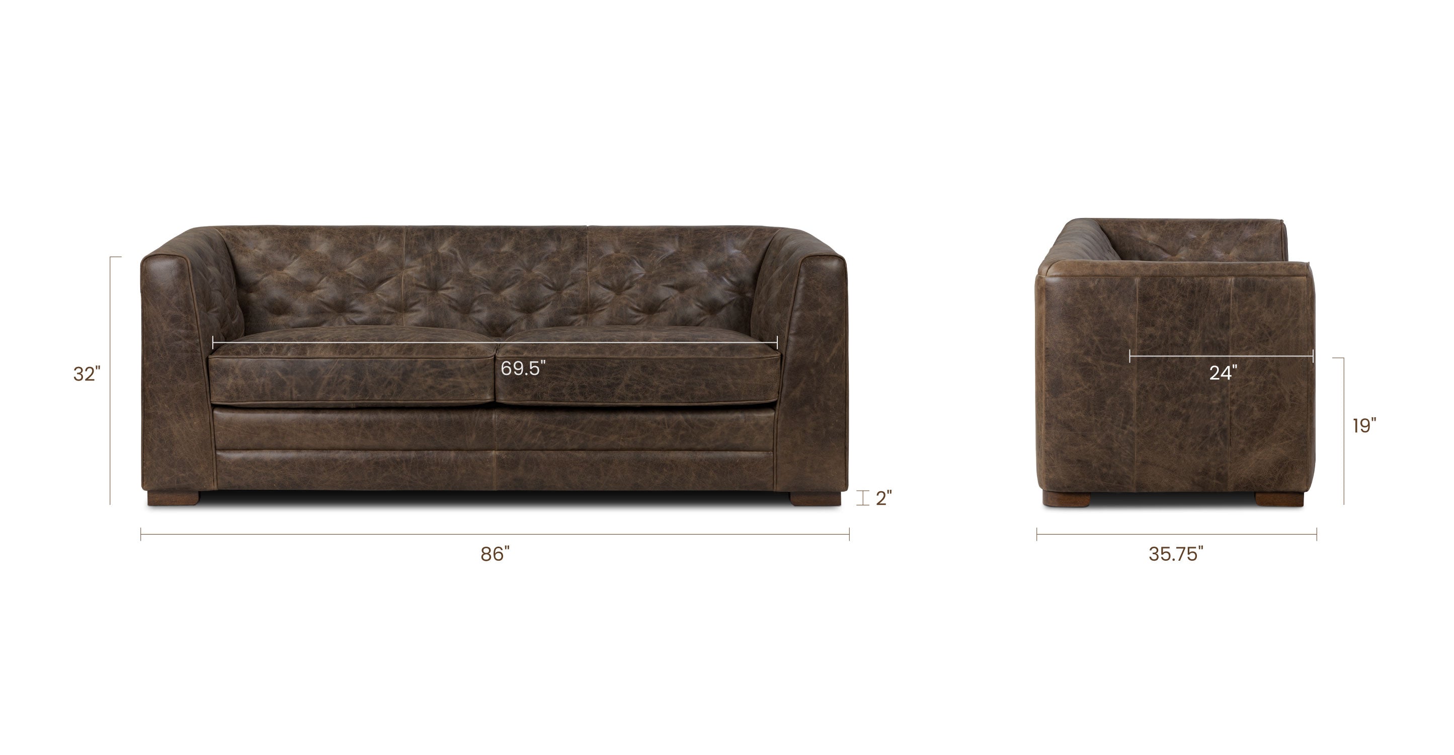 Essex 86 Leather Pull-Out Convertible Sleeper Sofa